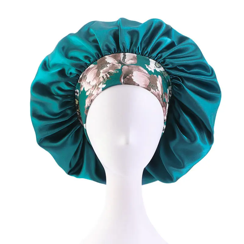 

Women Satin Night Sleep Cap Hair Bonnet Hat Silk Head Cover Elastic Band Nightcap Bath Spa bonnet Baotou Head Wearing Turban Cap