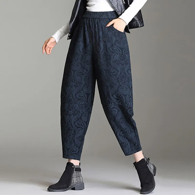 Брюки-шаровары женские в национальном стиле свободные хлопковые льняные Капри с