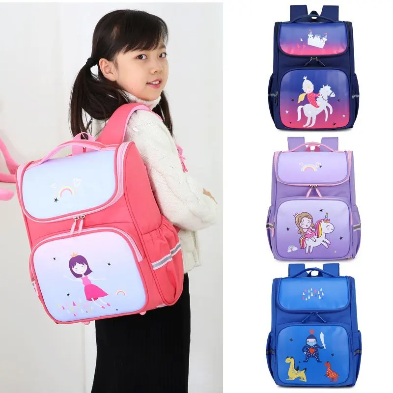

Cartoon Pony Pattern School Bags for Girls High Quality Oxford Children Primary Satchel for Grade 1-3 Class Kids Backpack Purple