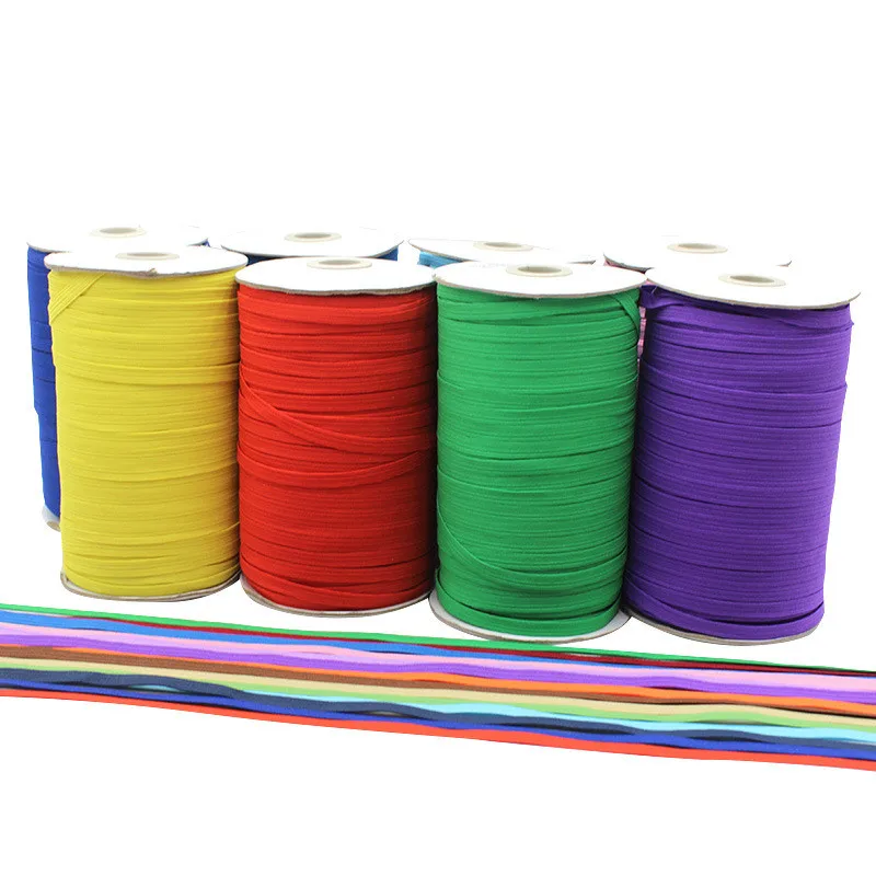 Bandas El&aacute;sticas blancas y negras de colores, cuerda de goma, cinta de licra, costura de encaje, cinta de cintura, accesorio de ropa, 100y, 6mm-1