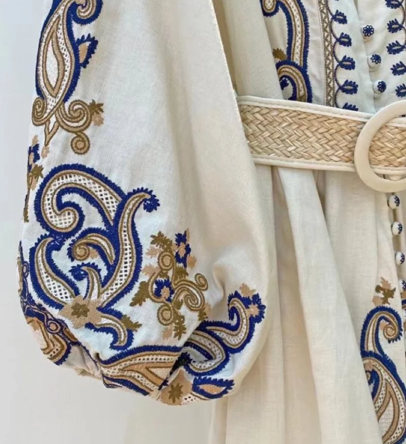 

2021 Autumn/Winter New Cocoanut Collection This Print Is 100%Linen Dresses Women