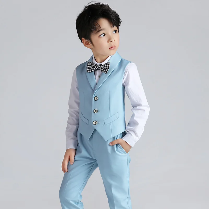 Цветочный костюм для мальчиков на свадьбу детский строгий жилет и брюки комплект