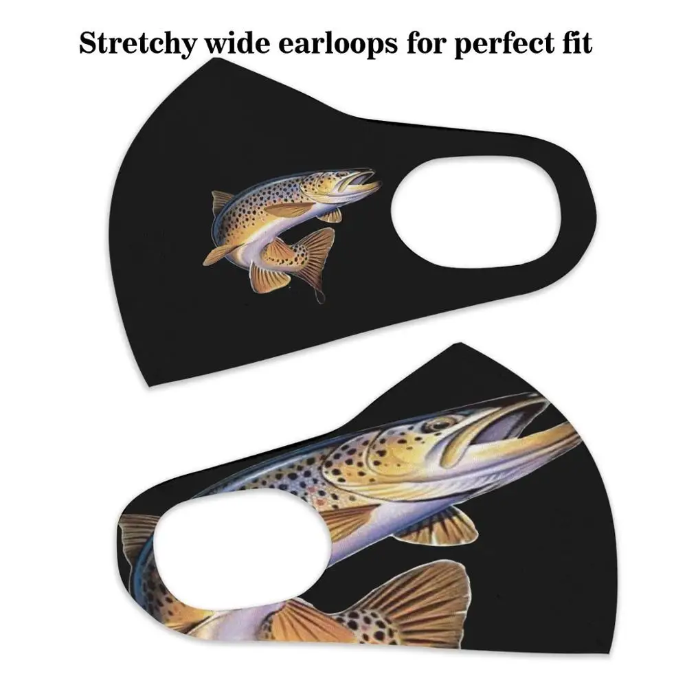 Коричневая форель модная маска для рыбалки женщин и мужчин рта многоразовая