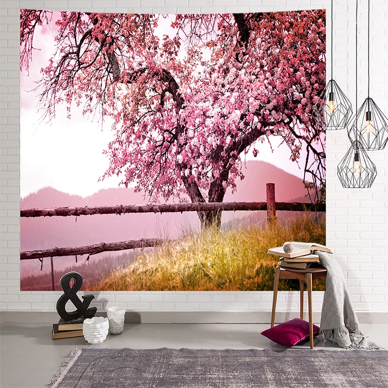 Мандала индийский гобелен настенный подвесной Романтический вишневый цвет