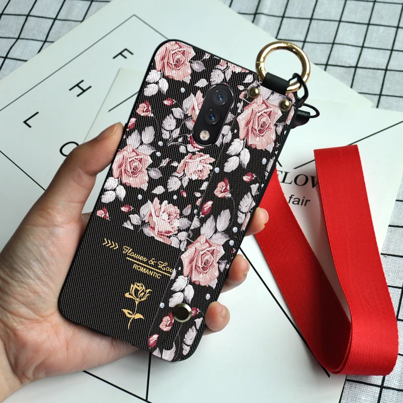 Роскошные наручный браслет с цветами чехол для Oneplus 3 3T 1 + 5/5T One plus 6