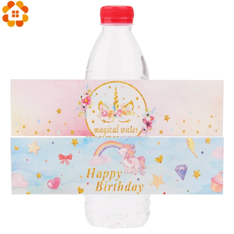 

12PCS Unicorn Wrapper Stickers Baby Shower Unicorn Label Bottle Wraps Stickers Unicorn Birthday Party Wedding DIY Decoration