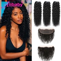 curly bundles with frontal jerry curl brazilian human hair weave natural curly bundles with closure remy human hair extensions