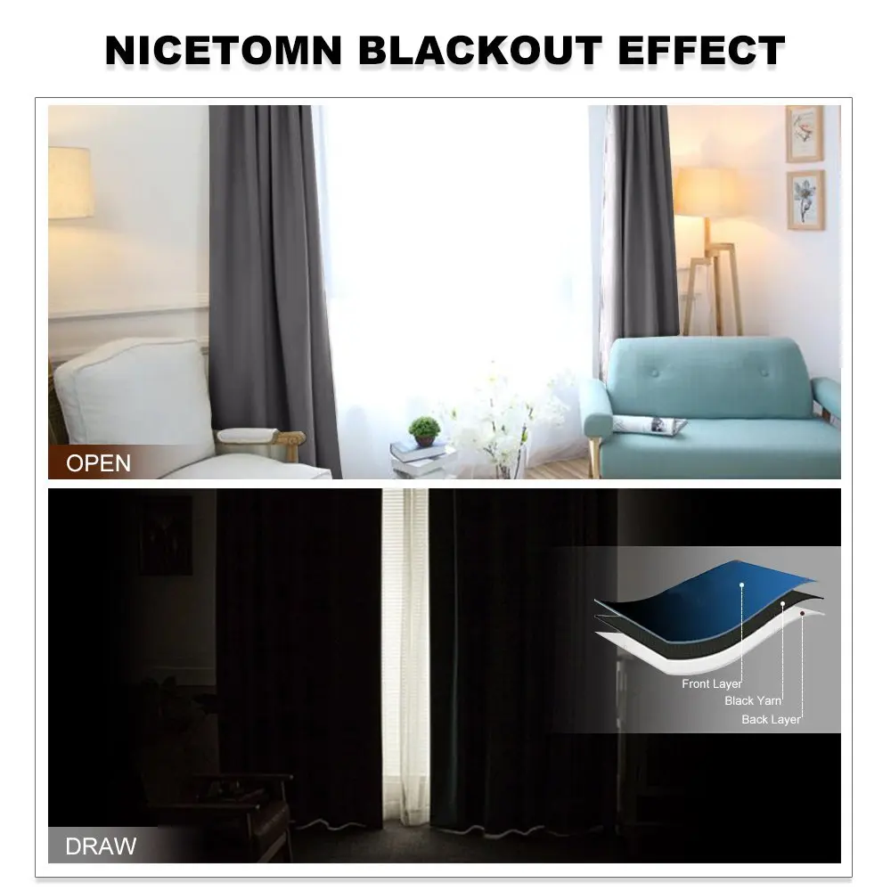 Плотные термоизолированные затемняющие шторы с люверсами в европейском и