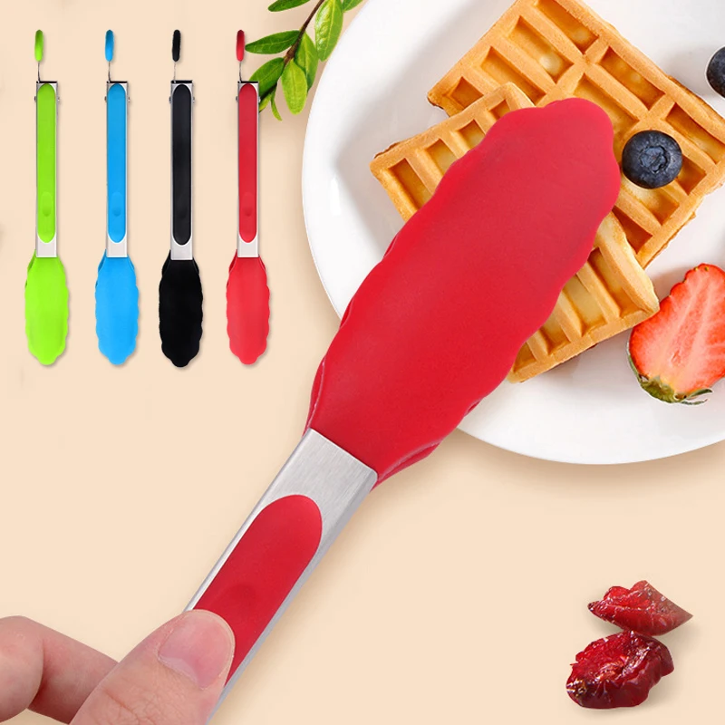 

Kitchen Accessories Silicone BBQ tableware Salad Bread Cooking clip Non-Stick Clamped hot food Grilling Cooking Hot Sale Popular