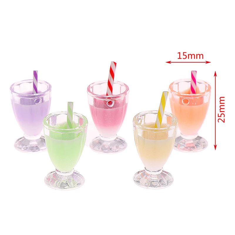 

10Pcs Candy Colors Mini Juice Milk Tea Goblet For Miniature Drink Doll House Blyth Doll Kitchen Accessories 25*15mm