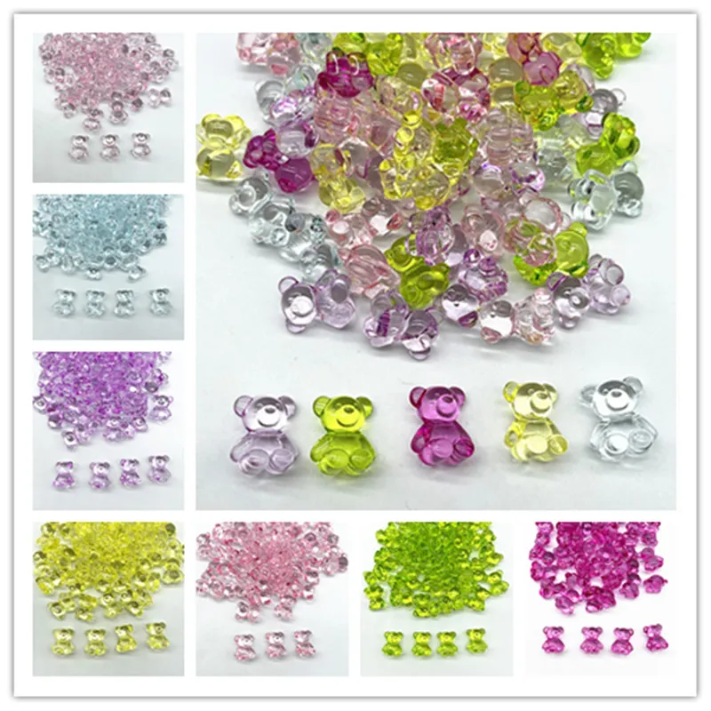 10 шт./лот акриловые подвески в виде медведя с кристаллами для изготовления