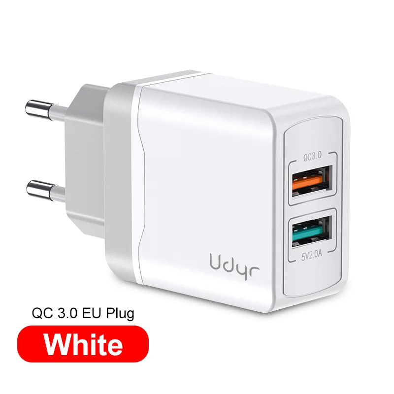 EU White Udyr Quick Charge 3,0 28W QC 3,0 адаптер зарядного устройства с двойным USB EU вилка Дорожное настенное зарядное устройство для мобильного телефона для iPhone 11 samsung Xiaomi - Тип штекера: EU White