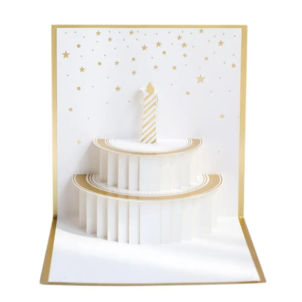 

1pcs Three Dimensional Birthday Card 3D Greeting Cards Birthday Handmade For Anniversary Cake With Envelope DIY Supplies Pa R4B3