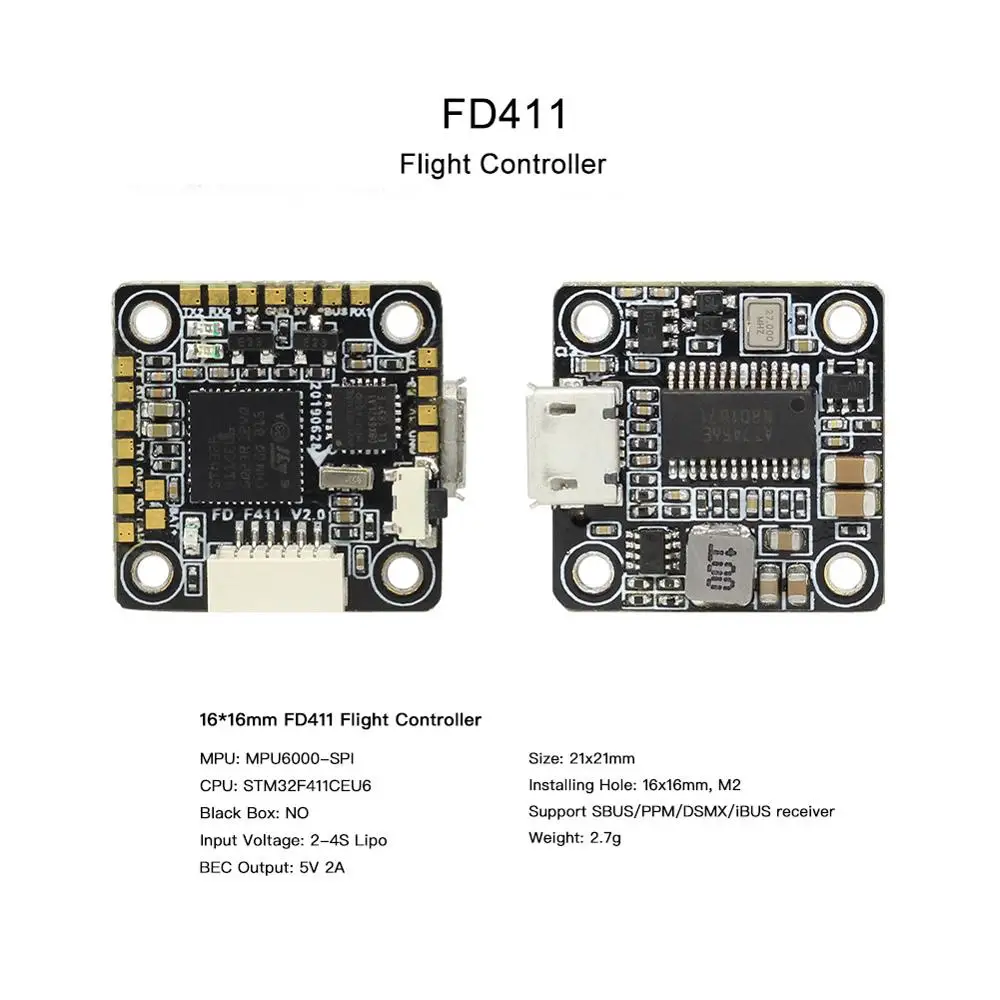 HGLRC 16x16 FD411 2-4s Контроллер полета для FD413 стек для FPV гоночный Дрон