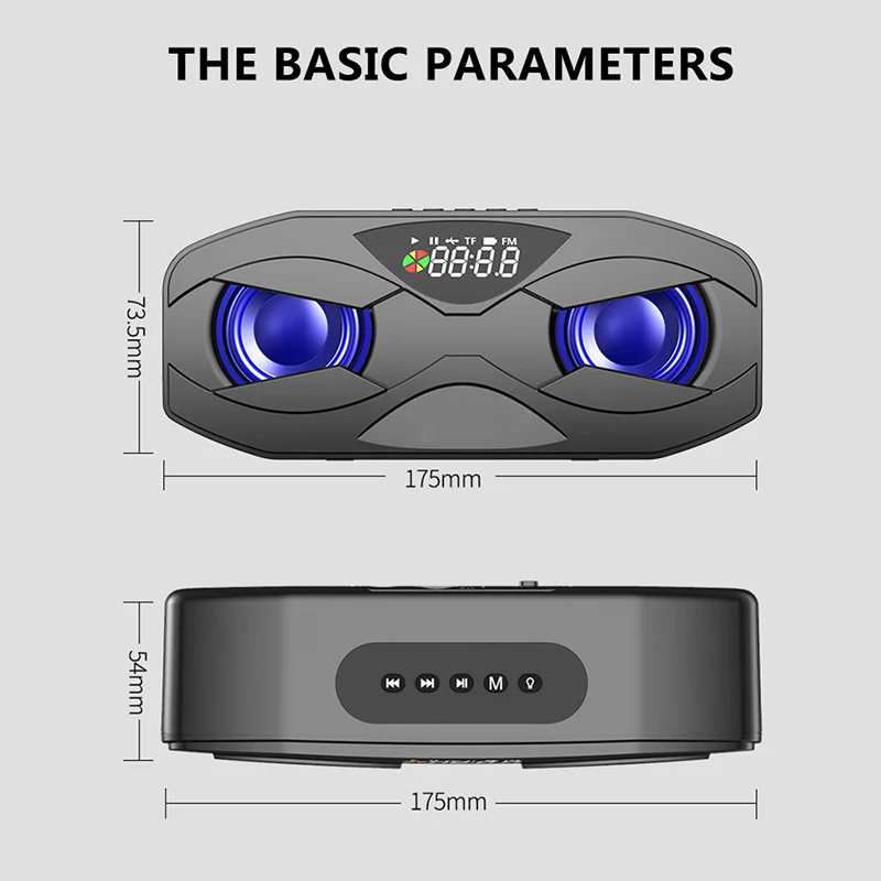 

M8 Cool Robot Design Bluetooth Speaker LED Rhythm Flash Wireless Loudspeaker FM Radio Alarm Clock TF Card Support Subwoofer