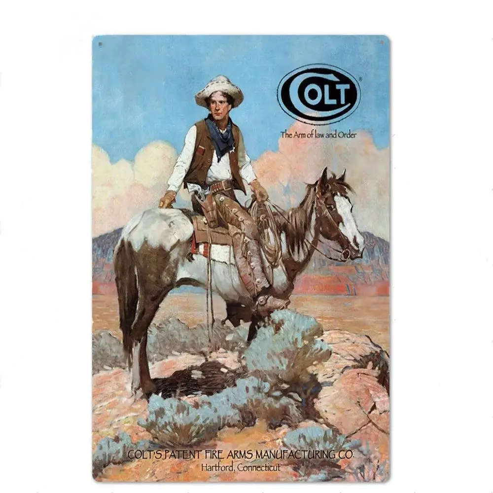 

Colt Guns Bullet Vintage Tin Sign Plaque Metal Gun Shop Decorative Metal Plate Colt Revolyers Retro Metal Sign Wall Poster