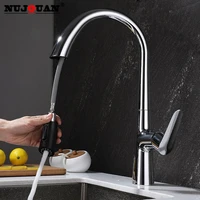 brushed nickel kitchen faucet single hole pull out spout kitchen sink stream sprayer head chromeblack hot and cold mixer tap to