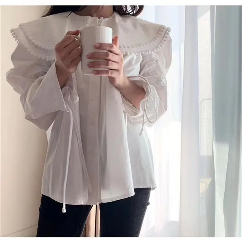

2020 Office Lady Ruffles Thicken Drawstring High Quality Hot All-Match Loose Stylish Women Shirts