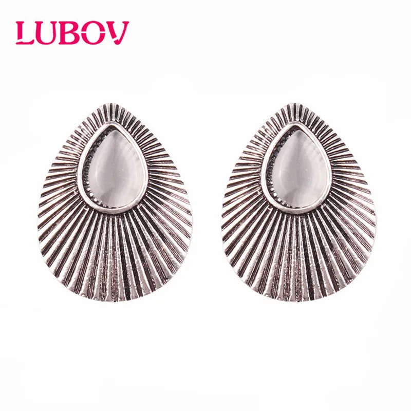 Модные серьги гвоздики в форме кошачьего глаза стразы из металлической