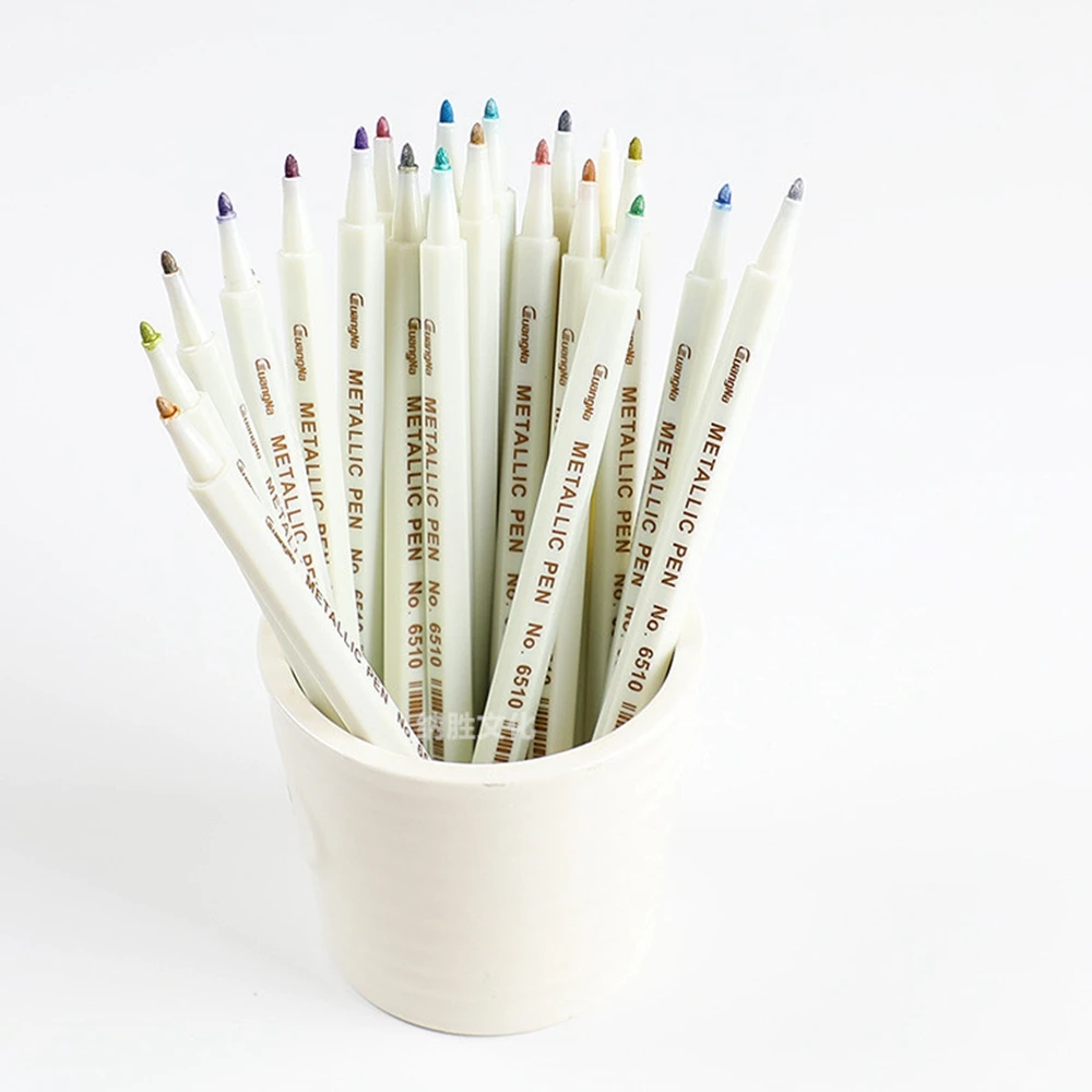 20 видов цветов металлик тонкие ручки подробный Маркировки Металла Маркер для