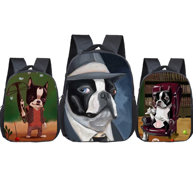 Забавный школьный рюкзак Boston Terrier с принтом, детский рюкзак с милыми мультяшными собаками для детского сада, сумки для книг в подарок