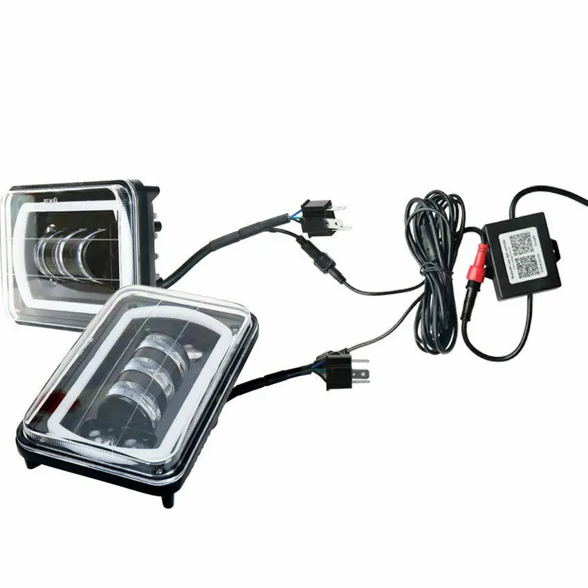 Krator 2PCS 4X6&quot RGB LED Light Bulbs DRL Hi-Lo Beam Headlamp Headlights Anti Flicker 12V 24V 60W Waterproof | Автомобили и