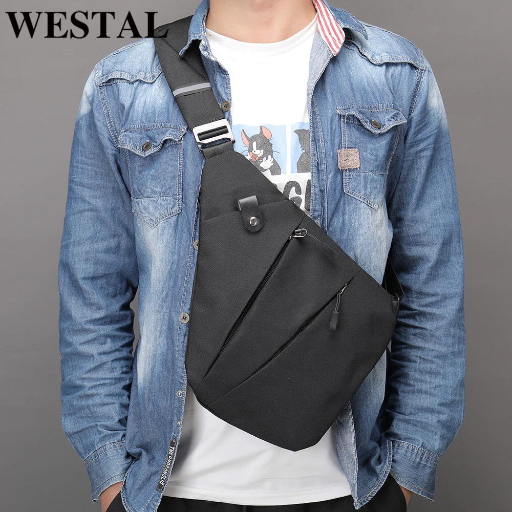 

WESTAL Men's Chest Bags Oxford Cloth Shouder Bag Outdoor Sport Bags Waterproof Crossbody Bag Fashion Small backpack for Men 9052