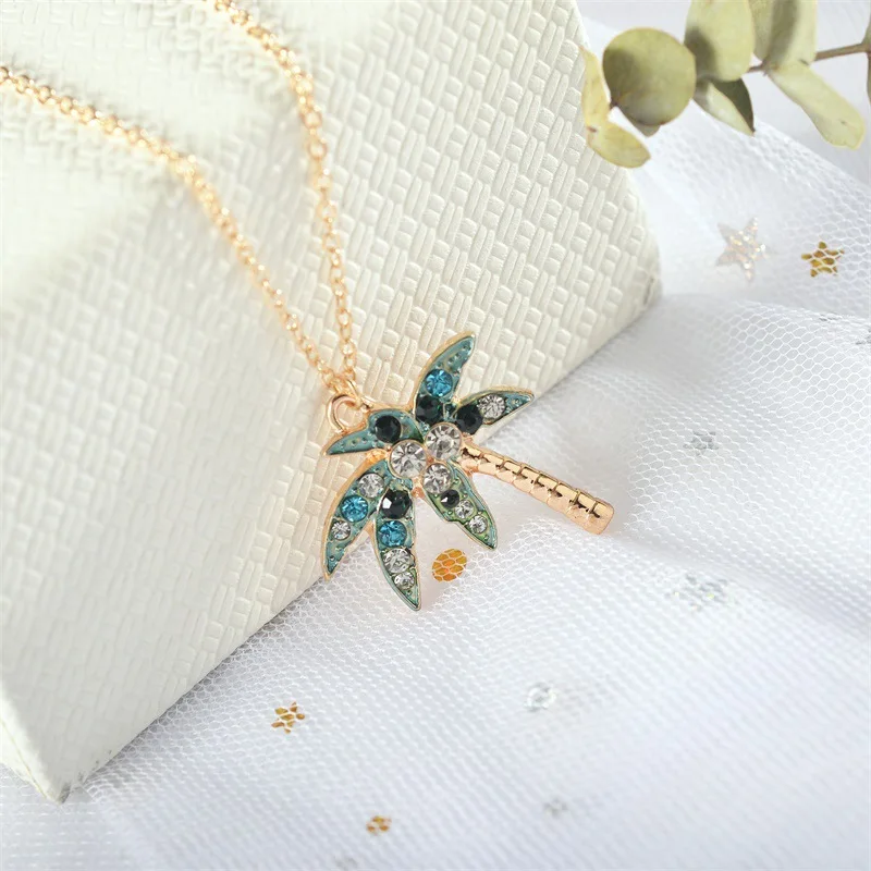 Jewelry Sets Creative Coconut Tree Zircon Necklace Earrings Set For Women Necklaces &amp Pendants Two-piece Tropical Earing J33 | Украшения