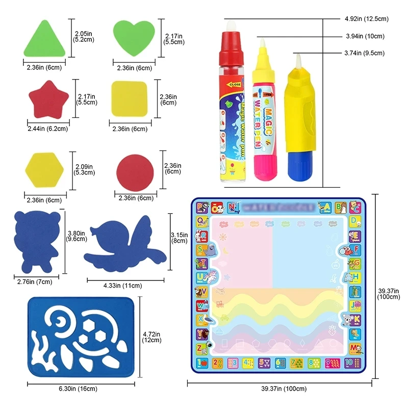 DZ Magic Water Drawing Mat Coloring Doodle with Pens Montessori Toys Painting Board Educational for Kids | Игрушки и хобби