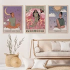 Постер с абстрактным изображением девушки в стиле бохо, ночные карты Таро, цитата, пробуждение, ведьма, картина, декор стен для спальни