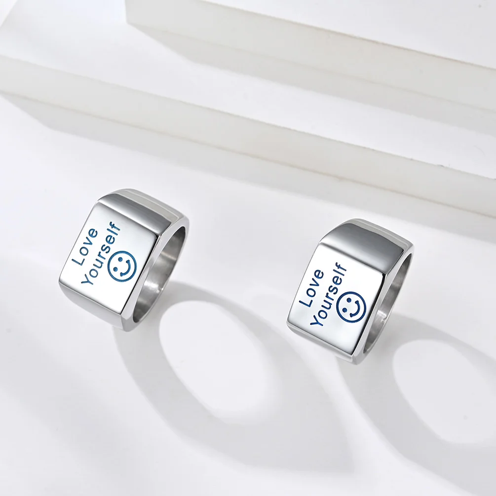 Серебристые кольца JHSL из нержавеющей стали для мужчин Модная бижутерия Love Yourself