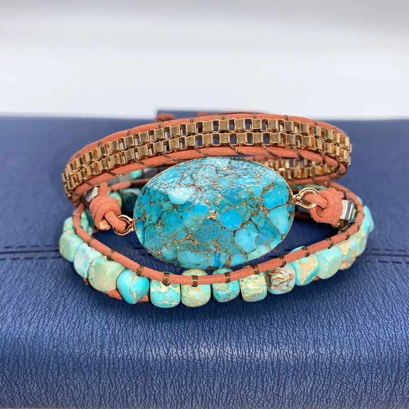 

Blue Imperial Pine Stone Woven Bracelet Natural Stone Rhombic Bracelet Office Intellectual Beauty Bracelet Gemstone Bracelet