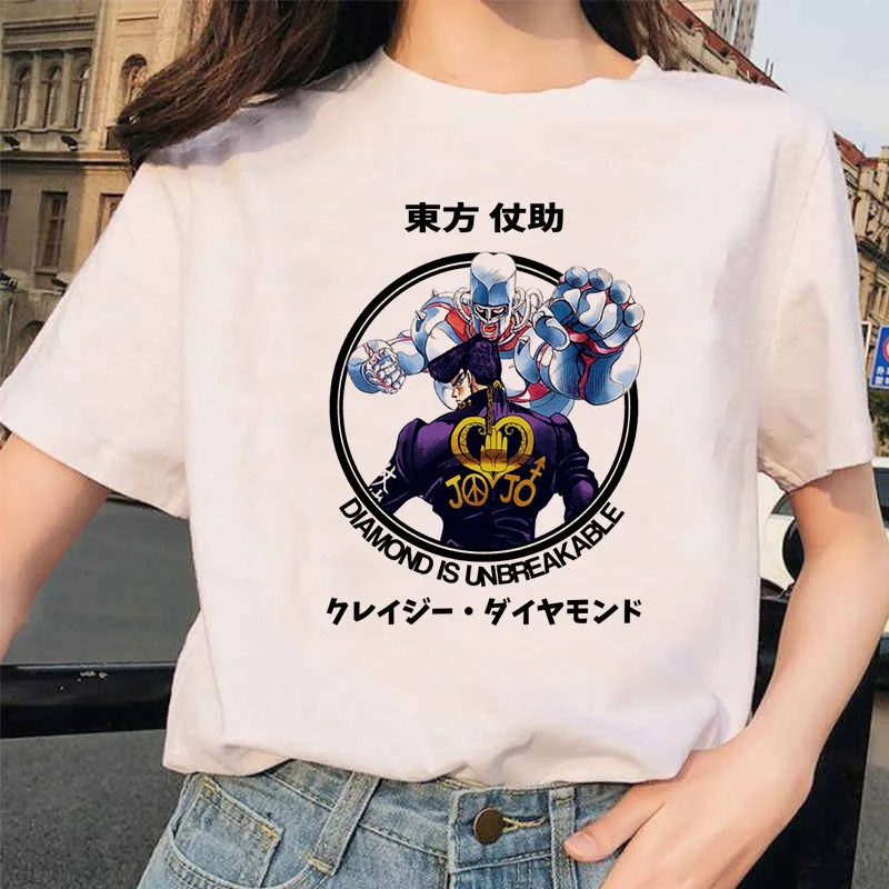 Обувь для косплея; аниме JoJo невероятное приключение Забавные футболки для мужчин и женщин; печатной футболок Повседневное Jojo футболка в стиле «хип хоп Футболки женские