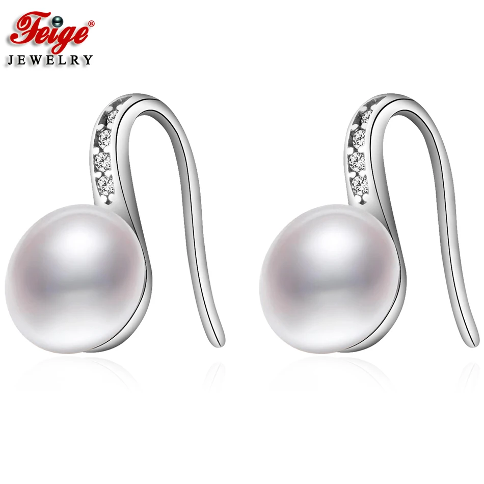 Classic Design Kpop Earrings Prevent Allergy White Natural Freshwater Pearl Hook Earrings for Women Pearl Jewelry Gifts FEIGE