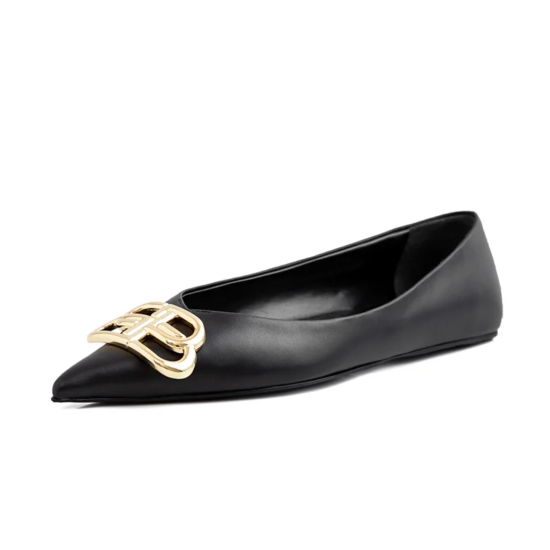 

Dilalula 2021 Brand Design Sharrow Pumps Women Low Heels Genuine Leather Pointed Toe Slip On Pumps Spring Ladies Office Shoes