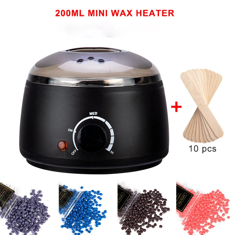 Hair Removal Waxing-melt Machine Heater Wax Beans 10 Wood Stickers Hair Removal Machine Depilation Waxing Kit Calentador de cera