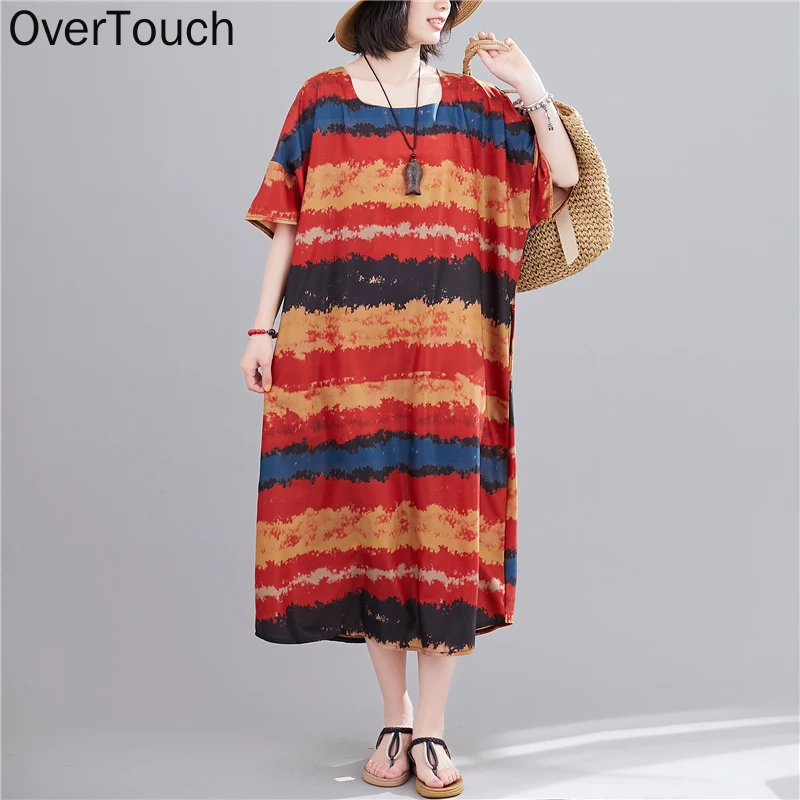 Женское летнее платье макси с принтом свободного покроя|Женские платья| |