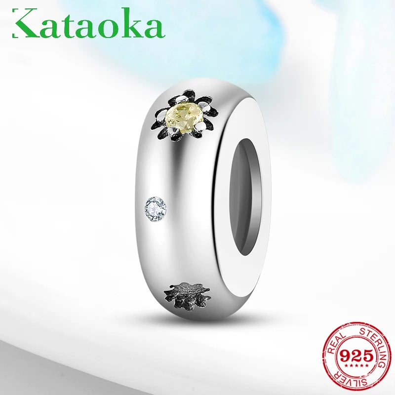 Высокое качество 925 серебро Подсолнух пробка в виде цветка разделительные бусины