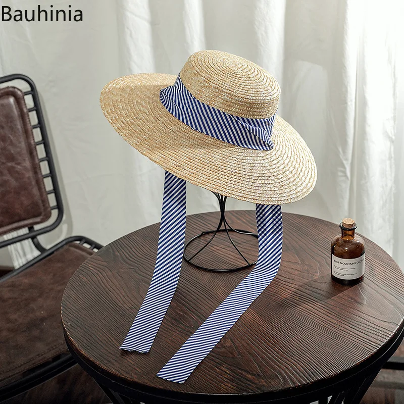 

Fashion Ribbon Summer Sun Hat Elegant And Natural Beach Wide Brim Hats Women Vacation Leisure Sunscreen Hat