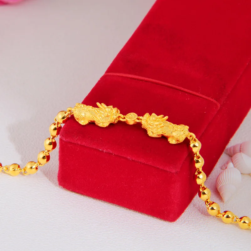 

Golden Buddha Beads Brave Troops Bracelet Vietnam Sand Gold Wealth Health Good Luck Wrist Chain Pixiu Lucky Bracelet Jewelry