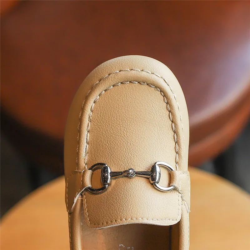 Лоферы для мальчиков детская обувь девочек однотонная из искусственной кожи