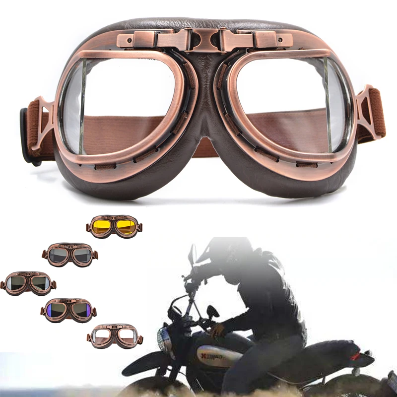 Очки для мотокросса очки прозрачные линзы винтажные медного скутера пилота