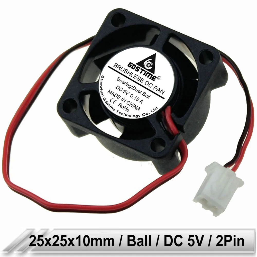Gdstime 25 мм x 10 5 в 2Pin шарикоподшипник 25x25x10 2510 DC вентилятор охлаждения для компьютера