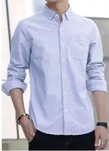 

New 2018 white shirt men long sleeves pure color cotton shirt business slimming youth thin style DY-215