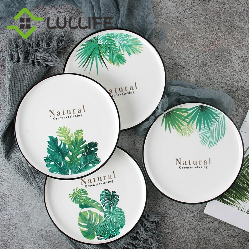 4 шт. керамический обеденный набор с листьями стейк хлеб фруктовый торт десертный