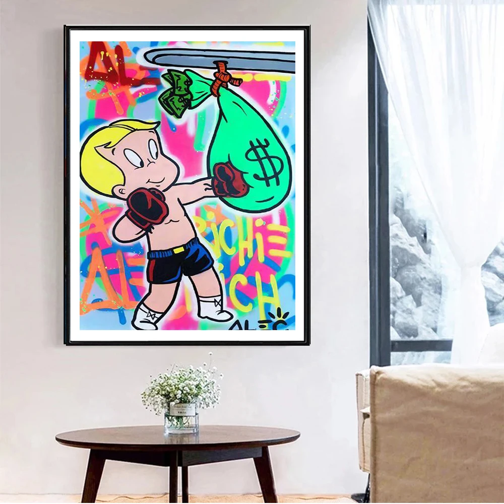 

Alec Graffiti Monopoly Millionaire Money Street Art Canvas Painting On the Wall Art Posters and Prints Pictures for Living Room