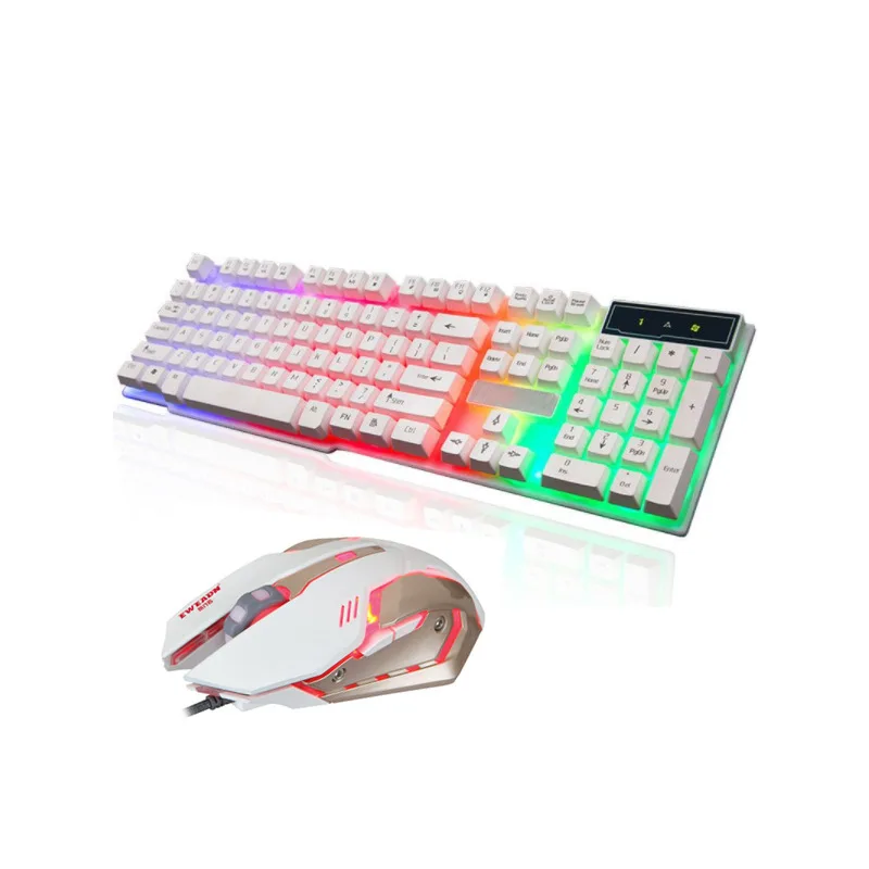 Проводная Механическая клавиатура Мышь комплект Подсветка 104 ключи