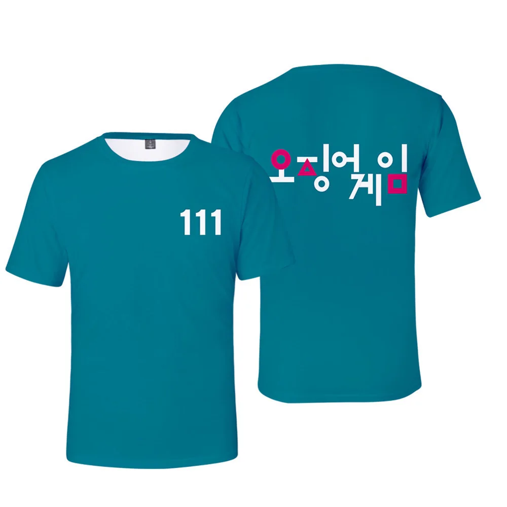 

2021 Korean TV Series Squid Game T-Shirt 3D Printing Alphabet Game Short-Sleeved Men's And Women's Tops O-Neck Summer New Style