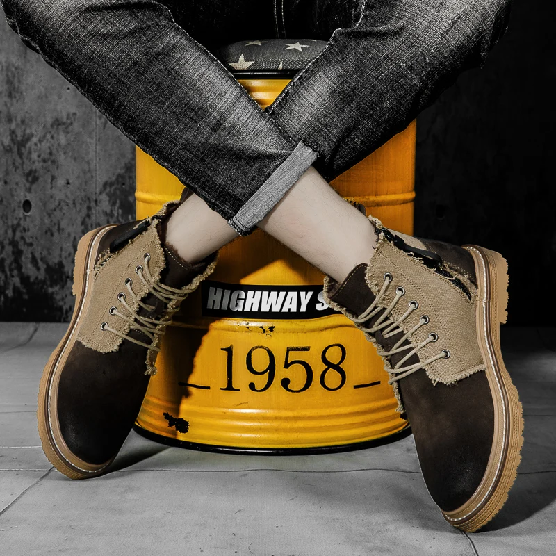 

summerwinter magnum leather rubber Men's men home Winter chelsea work ANKLE dress ankle man western for punk coturno heel