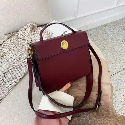 wine red Модные квадратные женские сумки через плечо, дизайнерские женские сумки через плечо с широким ремешком, роскошные женские сумочки из искусственной кожи - Цвет: wine red